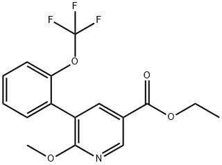 Ethyl 6-methoxy-5-(2-(trifluoromethoxy)phenyl)nicotinate Structural