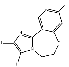 Imidazo[1,2-d][1,4]benzoxazepine, 9-fluoro-5,6-dihydro-2,3-diiodo- Structural