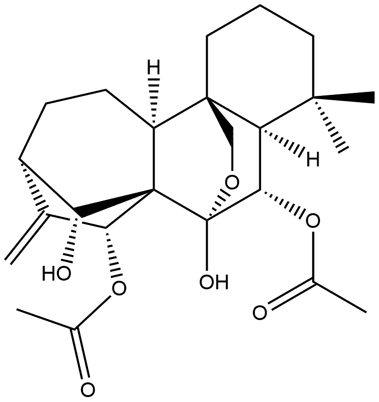 Kaur-16-ene-6,7,14,15-tetrol, 7,20-epoxy-, 6,15-diacetate, (6β,7α,14R,15β)- Structural
