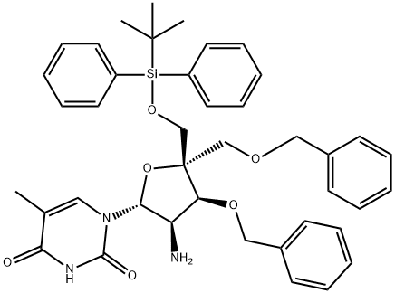 Uridine, 2'-?amino-?2'-?deoxy-?4'-?C-?[[[(1,?1-?dimethylethyl)?diphenylsilyl]?oxy]?methyl]?-?5-?methyl-?3',?5'-?bis-?O-?(phenylmethyl)?-