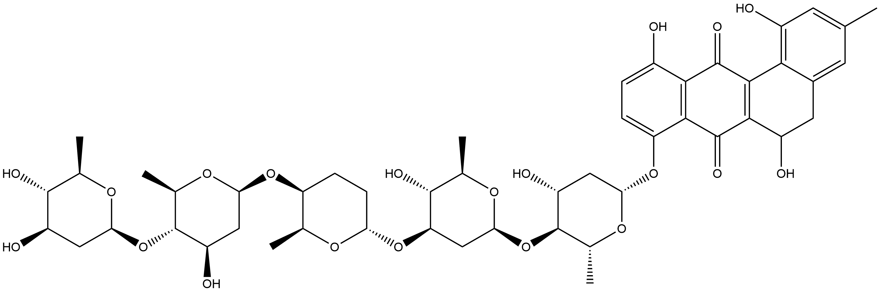 Benz[a]anthracene-7,12-dione, 8-[[2,6-dideoxy-4-O-[2,6-dideoxy-3-O-[(2S,5S,6S)-5-[[2,6-dideoxy-4-O-(2,6-dideoxy-β-D-arabino-hexopyranosyl)-β-D-arabino-hexopyranosyl]oxy]tetrahydro-6-methyl-2H-pyran-2-yl]-β-D-arabino-hexopyranosyl]-β-D-arabino-hexopyranosyl]oxy]-5,6-dihydro-1,6,11-trihydroxy-3-methyl-, (6R)- Structural