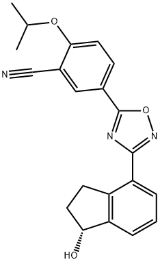 Benzonitrile, 5-[3-[(1R)-2,3-dihydro-1-hydroxy-1H-inden-4-yl]-1,2,4-oxadiazol-5-yl]-2-(1-methylethoxy)- Structural