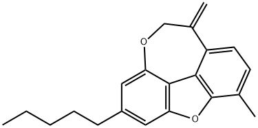 Benzofuro[4,3,2-def][1]benzoxepin, 9,10-dihydro-3-methyl-10-methylene-6-pentyl- Structural