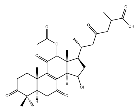 Lanost-8-en-26-oic acid, 12-(acetyloxy)-15-hydroxy-3,7,11,23-tetraoxo- Structural