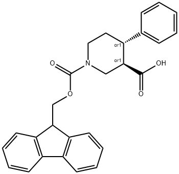 rel-(3R,4S)-1-(((9H-fluoren-9-yl)methoxy)carbonyl)-4-phenylpiperidine-3-carboxylic acid Structural