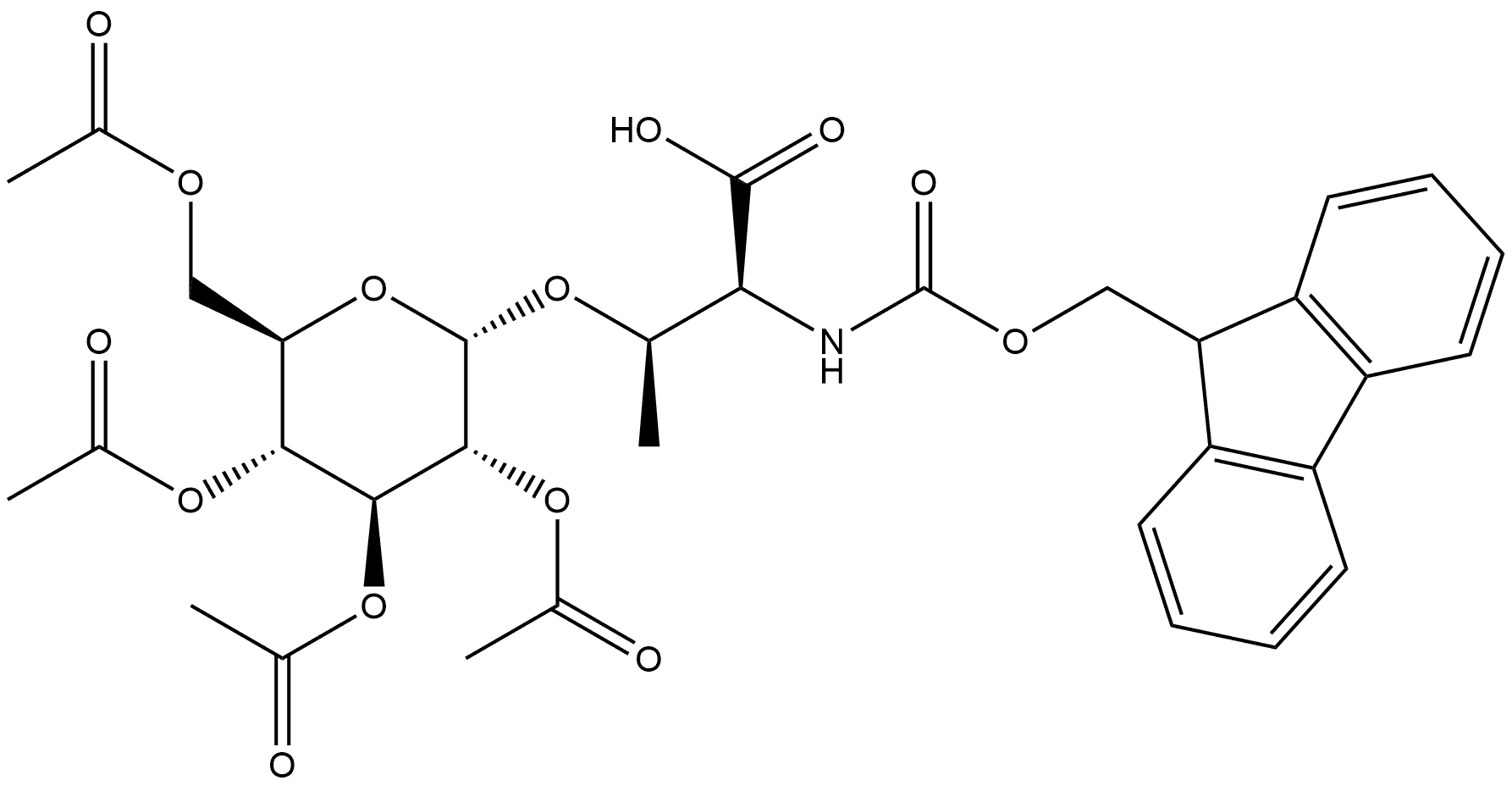 Fmoc-L-Thr(α-D-Glc(Ac)4)-OH Structural
