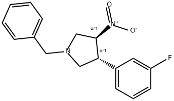 Pyrrolidine, 3-(3-fluorophenyl)-4-nitro-1-(phenylmethyl)-, (3R,4S)-rel- Structural