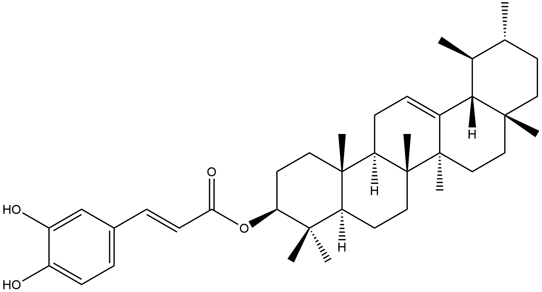 Urs-12-en-3-ol, 3-[(2E)-3-(3,4-dihydroxyphenyl)-2-propenoate], (3β)- Structural