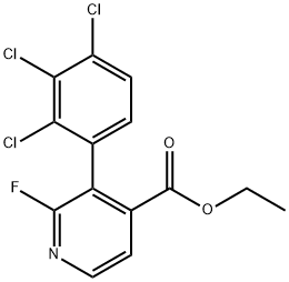 Ethyl 2-fluoro-3-(2,3,4-trichlorophenyl)isonicotinate Structural