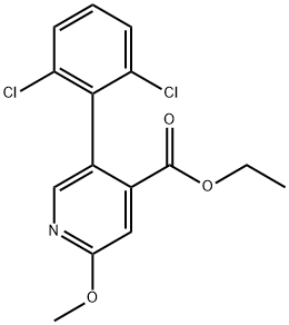 Ethyl 5-(2,6-dichlorophenyl)-2-methoxyisonicotinate Structural