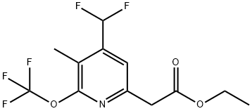 Ethyl 4-(difluoromethyl)-3-methyl-2-(trifluoromethoxy)pyridine-6-acetate Structural