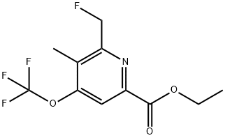 Ethyl 2-(fluoromethyl)-3-methyl-4-(trifluoromethoxy)pyridine-6-carboxylate Structural