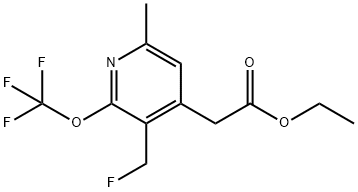Ethyl 3-(fluoromethyl)-6-methyl-2-(trifluoromethoxy)pyridine-4-acetate Structural