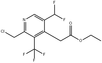 Ethyl 2-(chloromethyl)-5-(difluoromethyl)-3-(trifluoromethyl)pyridine-4-acetate Structural