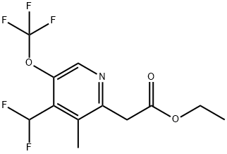 Ethyl 4-(difluoromethyl)-3-methyl-5-(trifluoromethoxy)pyridine-2-acetate Structural
