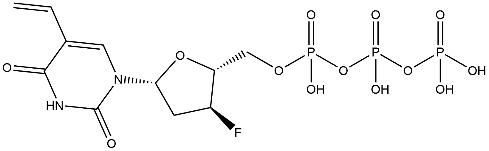 Uridine 5'-(tetrahydrogen triphosphate), 2',3'-dideoxy-5-ethenyl-3'-fluoro- (9CI) Structural