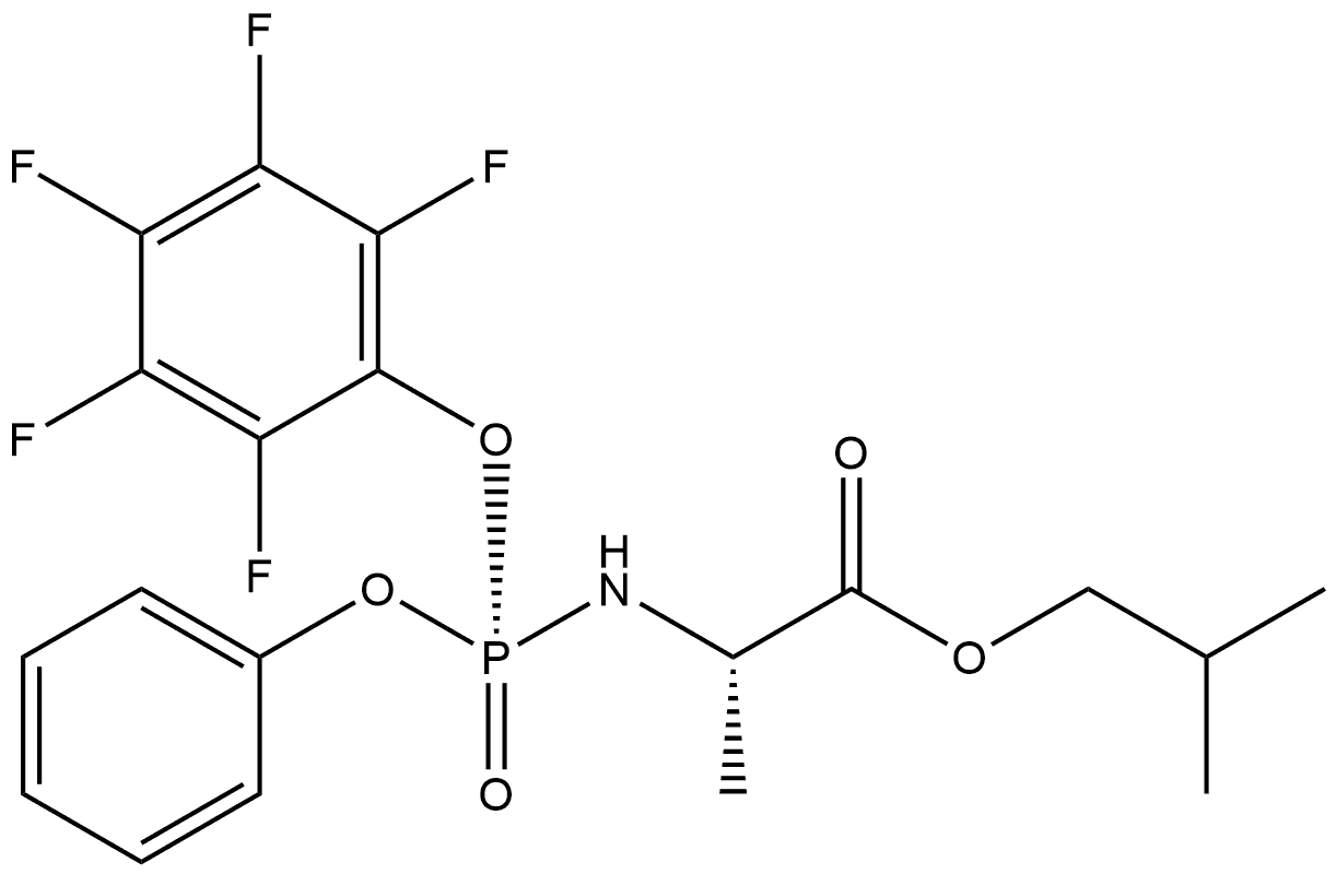 L-Alanine, N-[(R)-(2,3,4,5,6-pentafluorophenoxy)phenoxyphosphinyl]-, 2-methylpropyl ester Structural