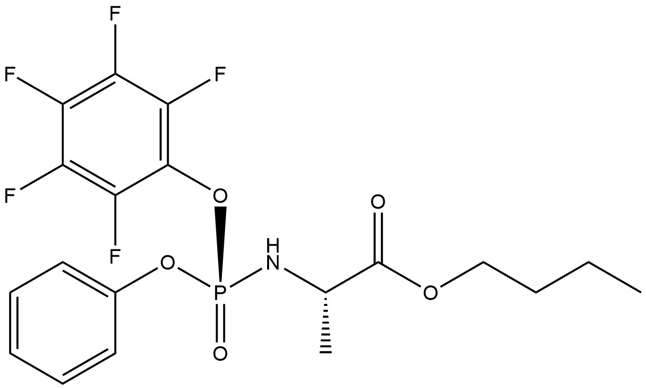 L-Alanine, N-[(S)-(2,3,4,5,6-pentafluorophenoxy)phenoxyphosphinyl]-, butyl ester Structural