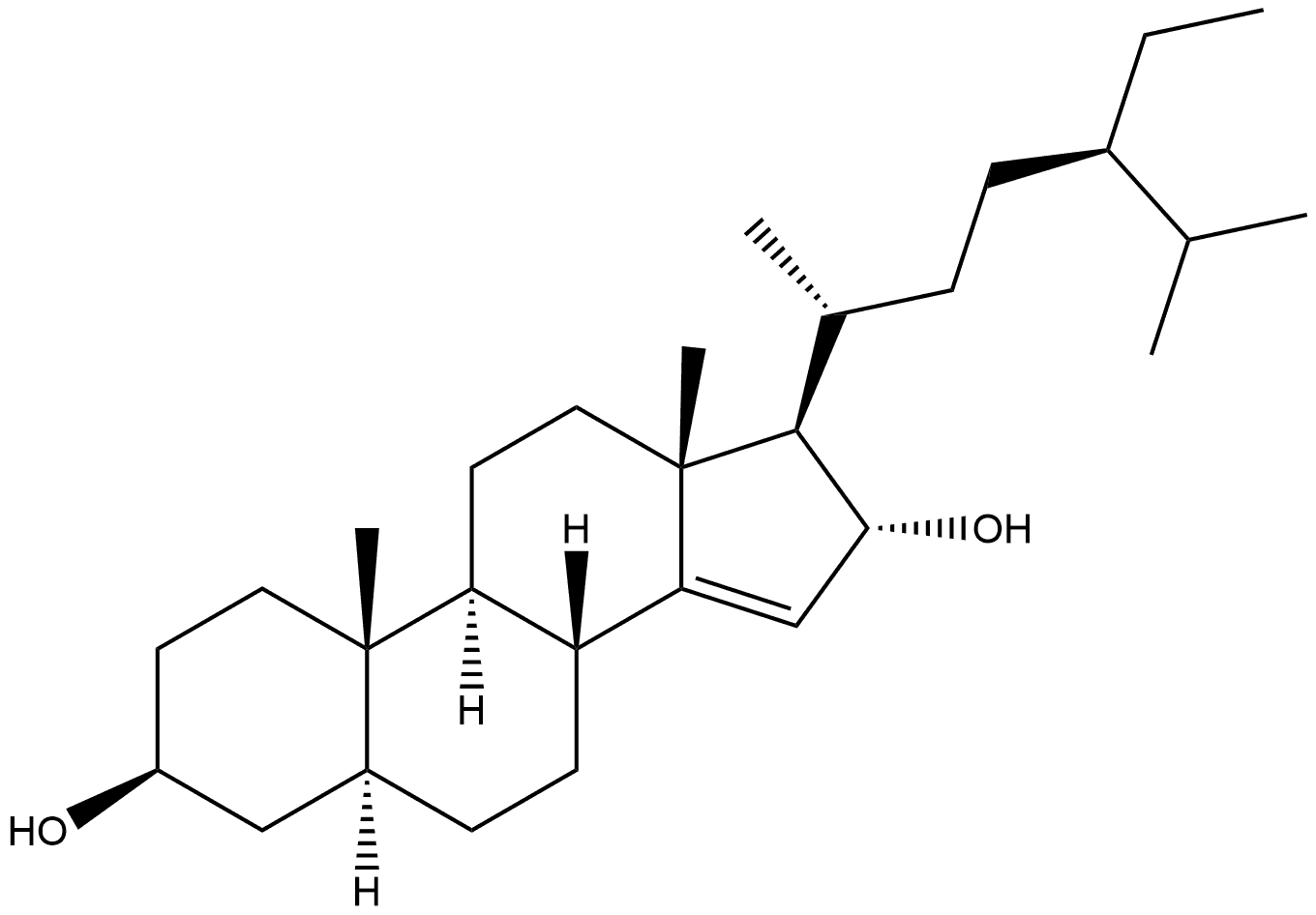 Stigmast-14-ene-3,16-diol, (3β,5α,16α)- (9CI) Structural