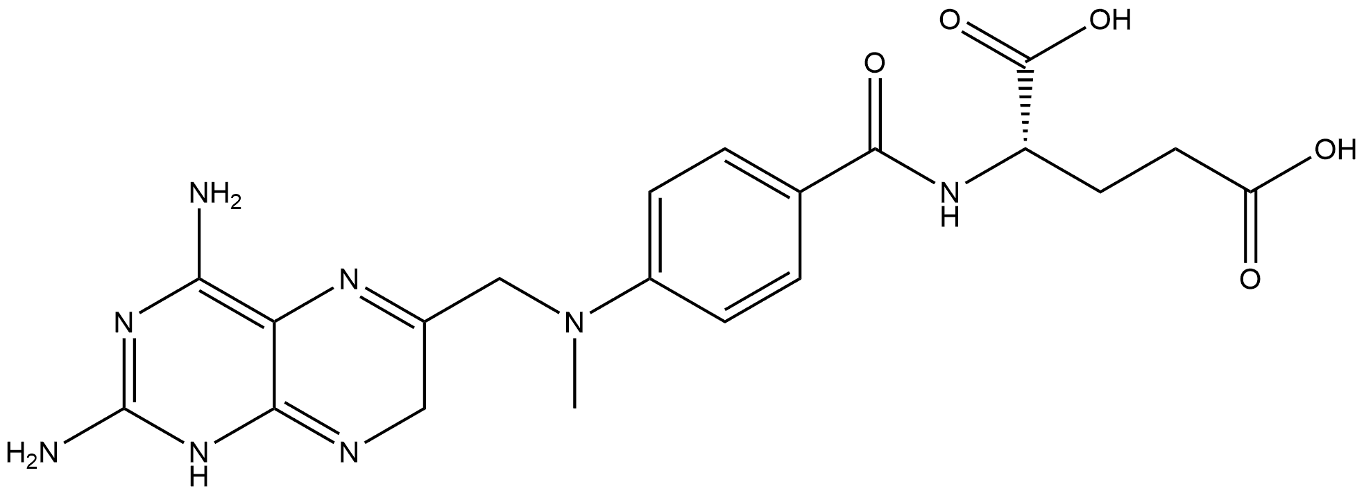 L-Glutamic acid, N-[4-[[(2,4-diamino-1,7-dihydro-6-pteridinyl)methyl]methylamino]benzoyl]- (9CI) Structural