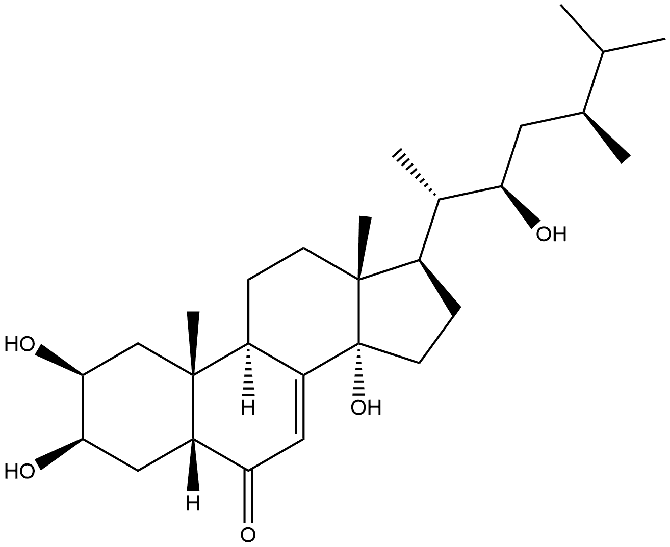 Ergost-7-en-6-one, 2,3,14,22-tetrahydroxy-, (2β,3β,5β,22R)- Structural
