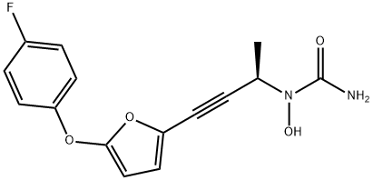 Urea, N-[(1R)-3-[5-(4-fluorophenoxy)-2-furanyl]-1-methyl-2-propyn-1-yl]-N-hydroxy- Structural