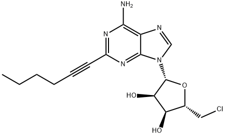 Adenosine, 5'-chloro-5'-deoxy-2-(1-hexyn-1-yl)- Structural