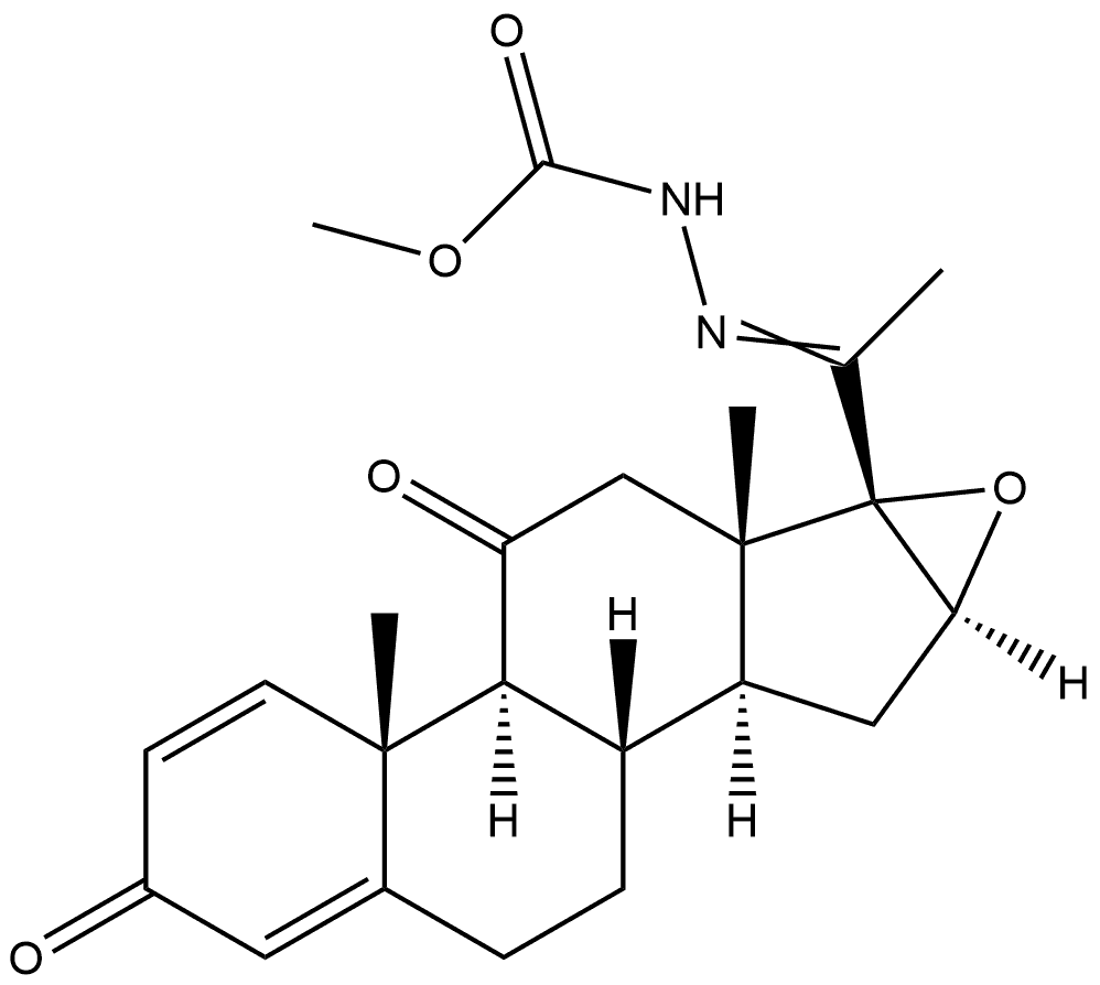Hydrazinecarboxylic acid, 2-[(16α)-16,17-epoxy-3,11-dioxopregna-1,4-dien-20-ylidene]-, methyl ester Structural