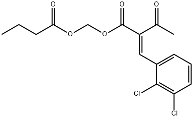 Butanoic acid, 2-[(2,3-dichlorophenyl)methylene]-3-oxo-, (1-oxobutoxy)methyl ester, (2E)- Structural