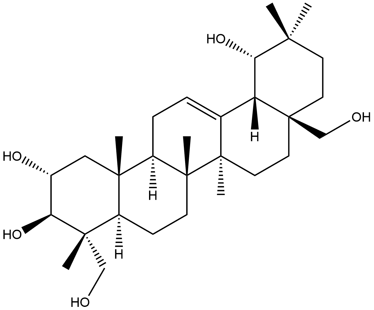 Olean-12-ene-2,3,19,23,28-pentol, (2α,3β,4α,19α)- Structural