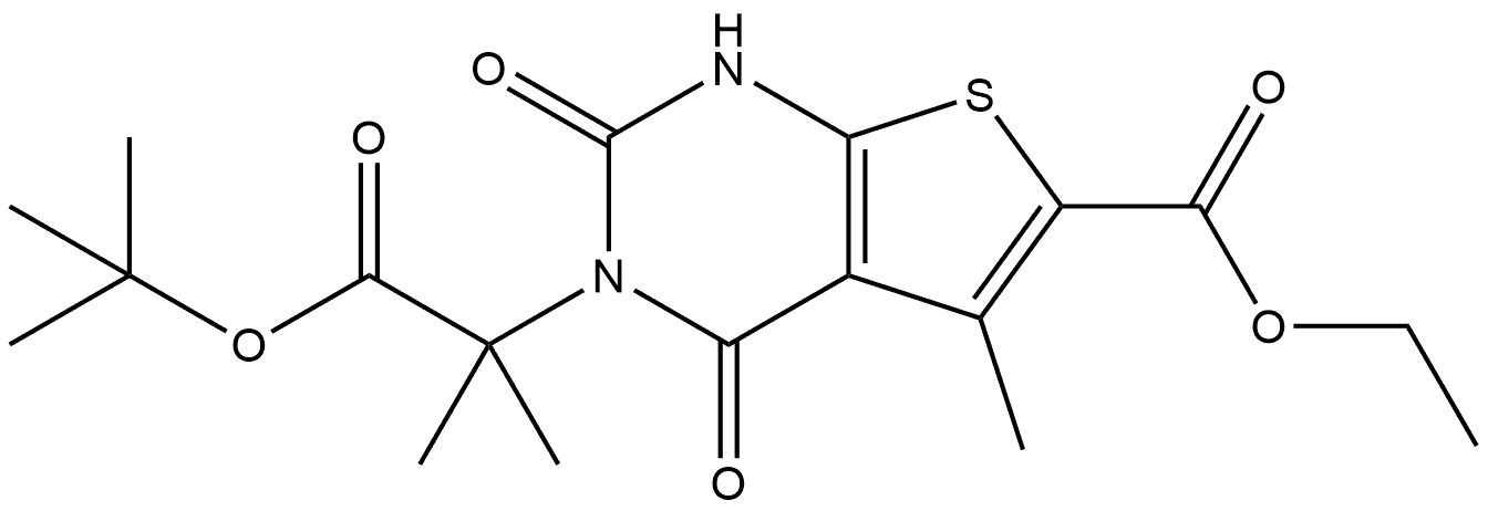 Thieno[2,3-d]pyrimidine-3(2H)-acetic acid, 6-(ethoxycarbonyl)-1,4-dihydro-α,α,5-trimethyl-2,4-dioxo-, 1,1-dimethylethyl ester Structural