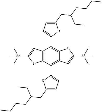 Stannane, 1,1'-[4,8-bis[5-(2-ethylhexyl)-2-furanyl]benzo[1,2-b:4,5-b']dithiophene-2,6-diyl]bis[1,1,1-trimethyl- Structural