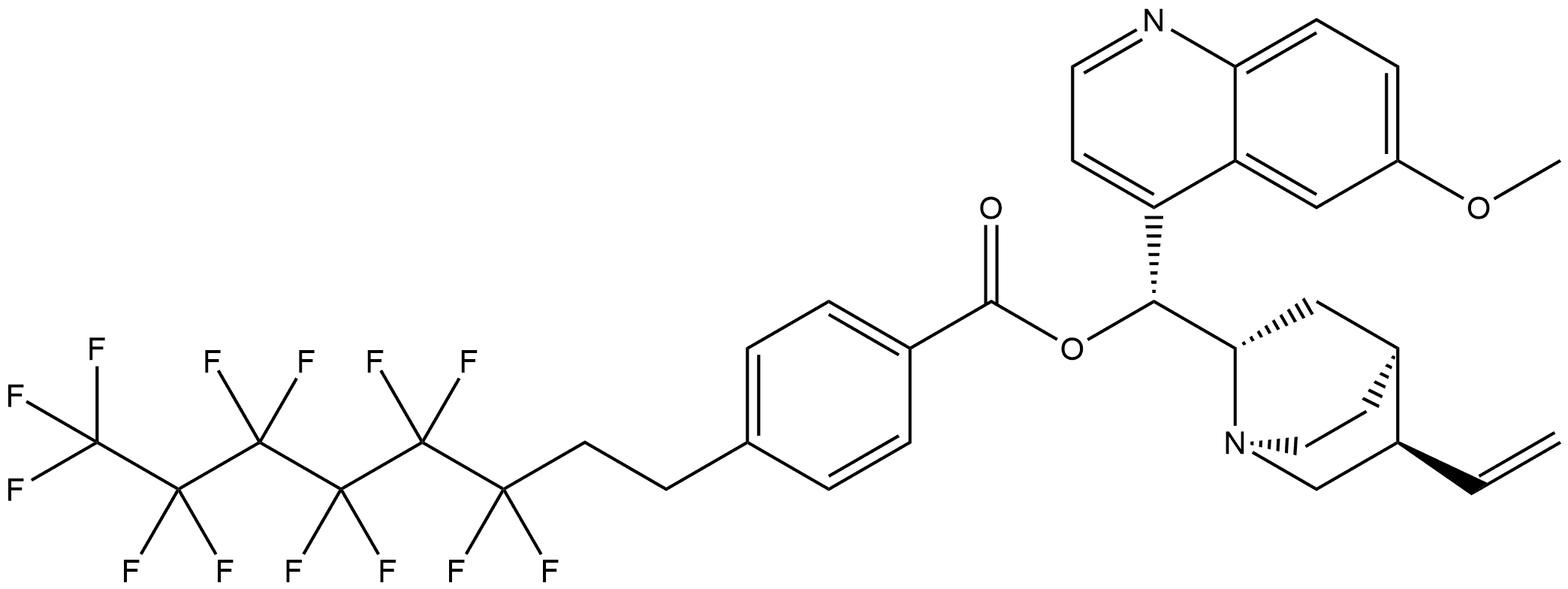 Cinchonan-9-ol, 6'-methoxy-, 9-[4-(3,3,4,4,5,5,6,6,7,7,8,8,8-tridecafluorooctyl)benzoate], (8α,9R)- Structural