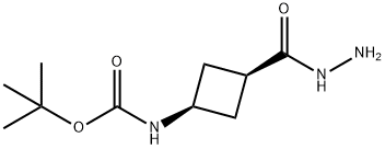 rac-tert-butyl N-[(1s,3s)-3-(hydrazinecarbonyl)cyclobutyl]carbamate, cis Structural