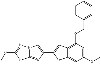 Imidazo[2,1-b]-1,3,4-thiadiazole, 2-methoxy-6-[6-methoxy-4-(phenylmethoxy)-2-benzofuranyl]- Structural