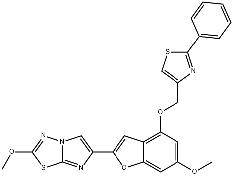 Imidazo[2,1-b]-1,3,4-thiadiazole, 2-methoxy-6-[6-methoxy-4-[(2-phenyl-4-thiazolyl)methoxy]-2-benzofuranyl]- Structural