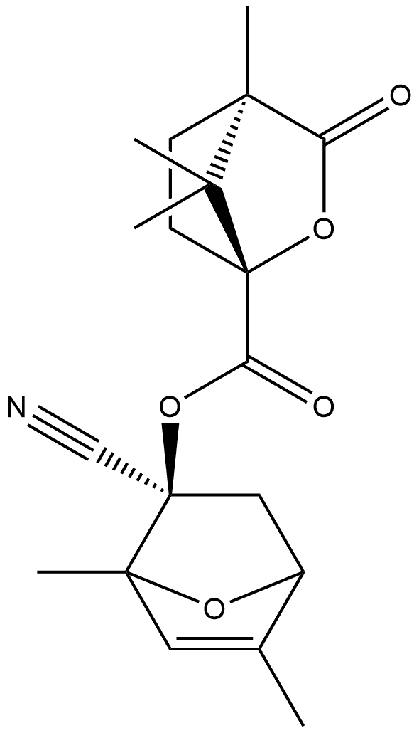 2-Oxabicyclo[2.2.1]heptane-1-carboxylic acid, 4,7,7-trimethyl-3-oxo-, 2-cyano-1,5-dimethyl-7-oxabicyclo[2.2.1]hept-5-en-2-yl ester, [1R-[1α,2β(1R*,4S*),4α]]- (9CI) Structural