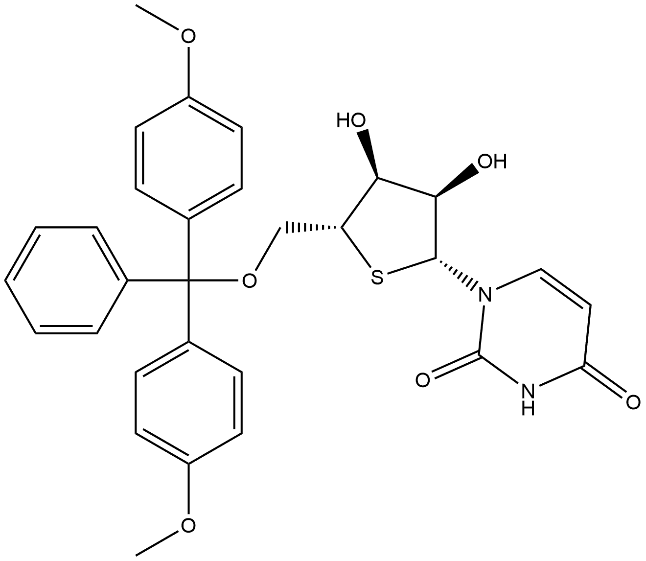 Uridine, 5'-O-[bis(4-methoxyphenyl)phenylmethyl]-4'-thio- (9CI) Structural