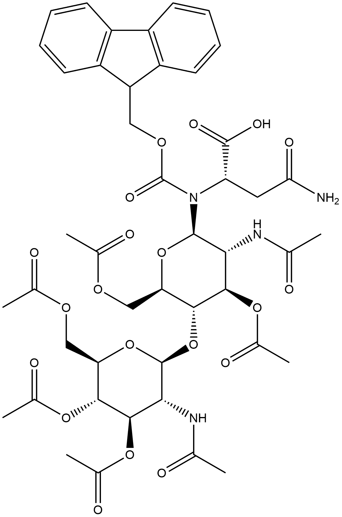 Fmoc-L-Asn(GlcNAc-β(1-4)-GlcNAc)-OH Structural