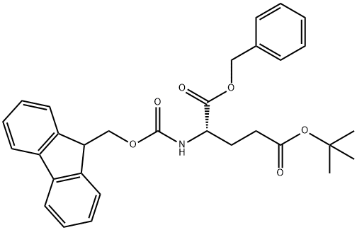L-Glutamic acid, N-[(9H-fluoren-9-ylmethoxy)carbonyl]-, 5-(1,1-dimethylethyl) 1-(phenylmethyl) ester Structural