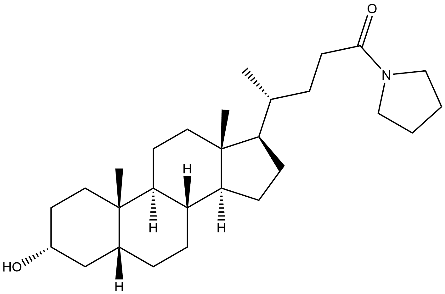 Cholan-24-one, 3-hydroxy-24-(1-pyrrolidinyl)-, (3α,5β)- Structural