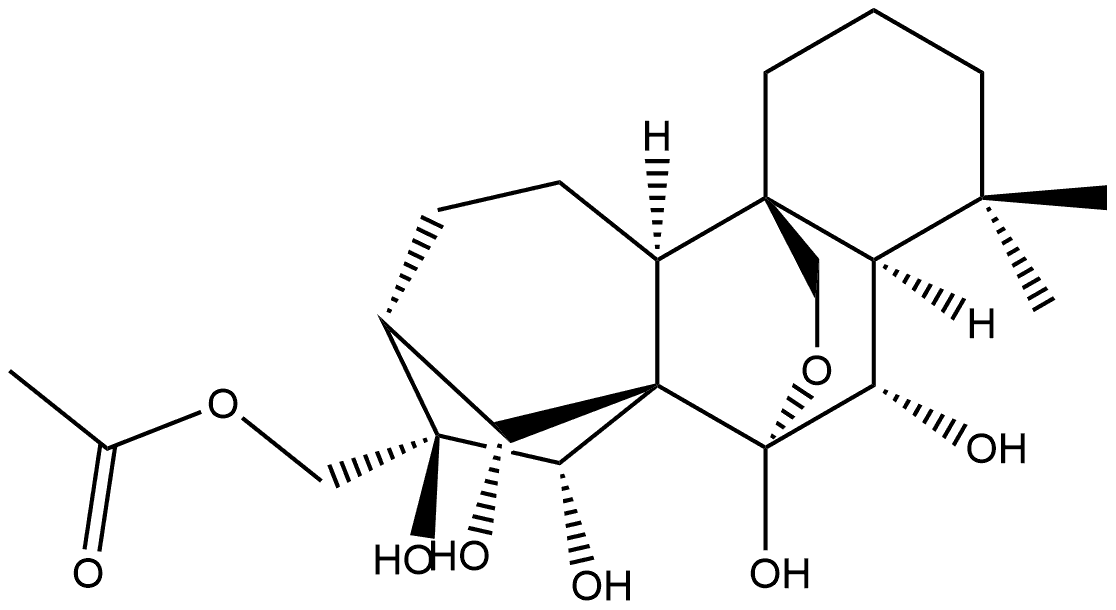Kaurane-6,7,14,15,16,17-hexol, 7,20-epoxy-, 17-acetate, (6β,7α,14R,15β,16α)- Structural