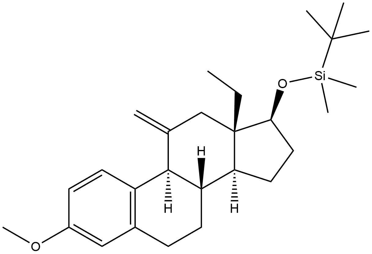 Gona-1,3,5(10)-triene, 17-[[(1,1-dimethylethyl)dimethylsilyl]oxy]-13-ethyl-3-methoxy-11-methylene-, (17β)- Structural