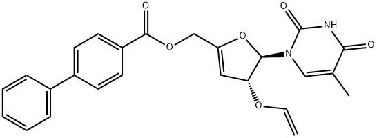 Uridine, 3',4'-didehydro-3'-deoxy-2'-O-ethenyl-5-methyl-, 5'-[1,1'-biphenyl]-4-carboxylate Structural