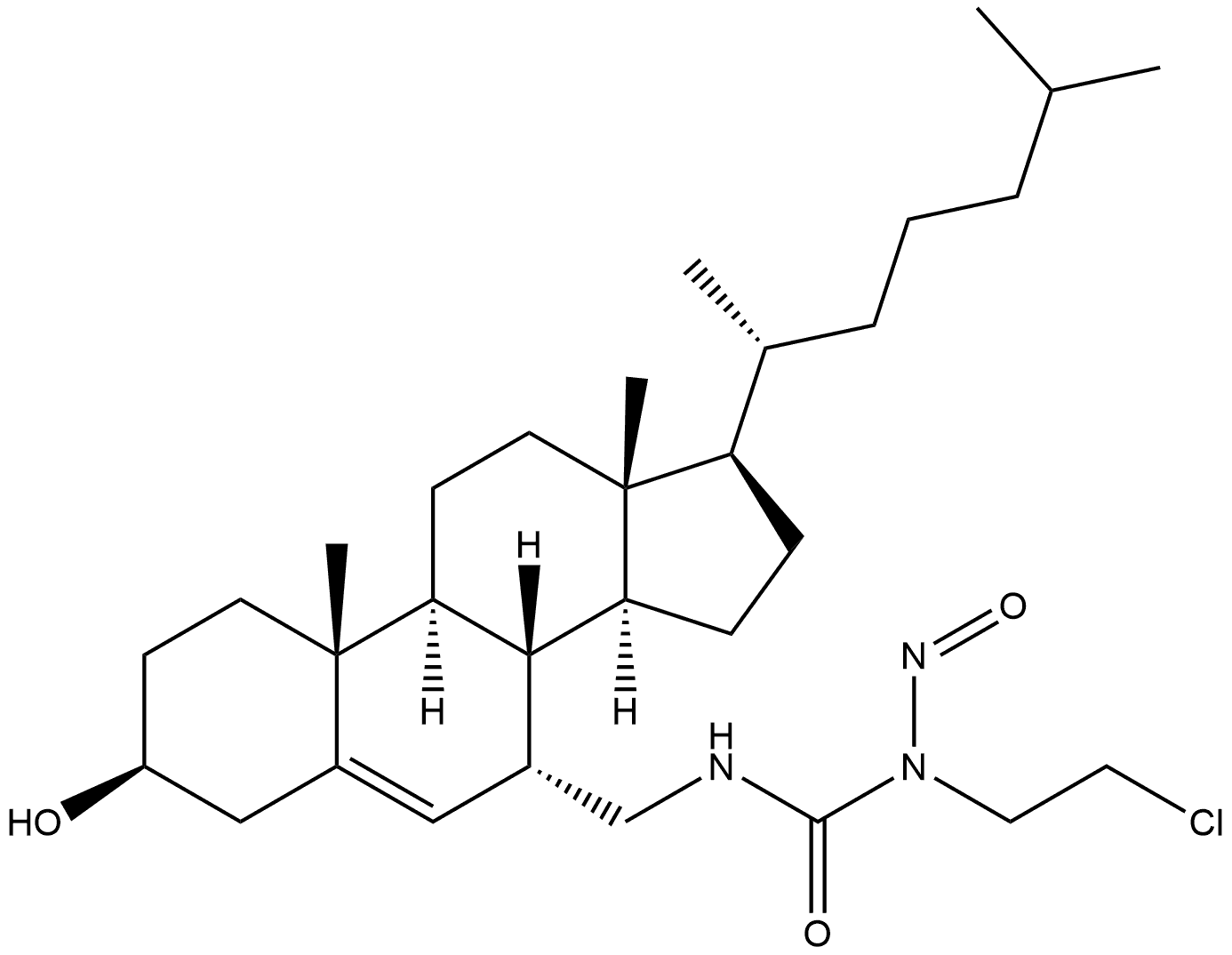 Urea, N-(2-chloroethyl)-N'-[[(3β,7α)-3-hydroxycholest-5-en-7-yl]methyl]-N-nitroso- (9CI) Structural