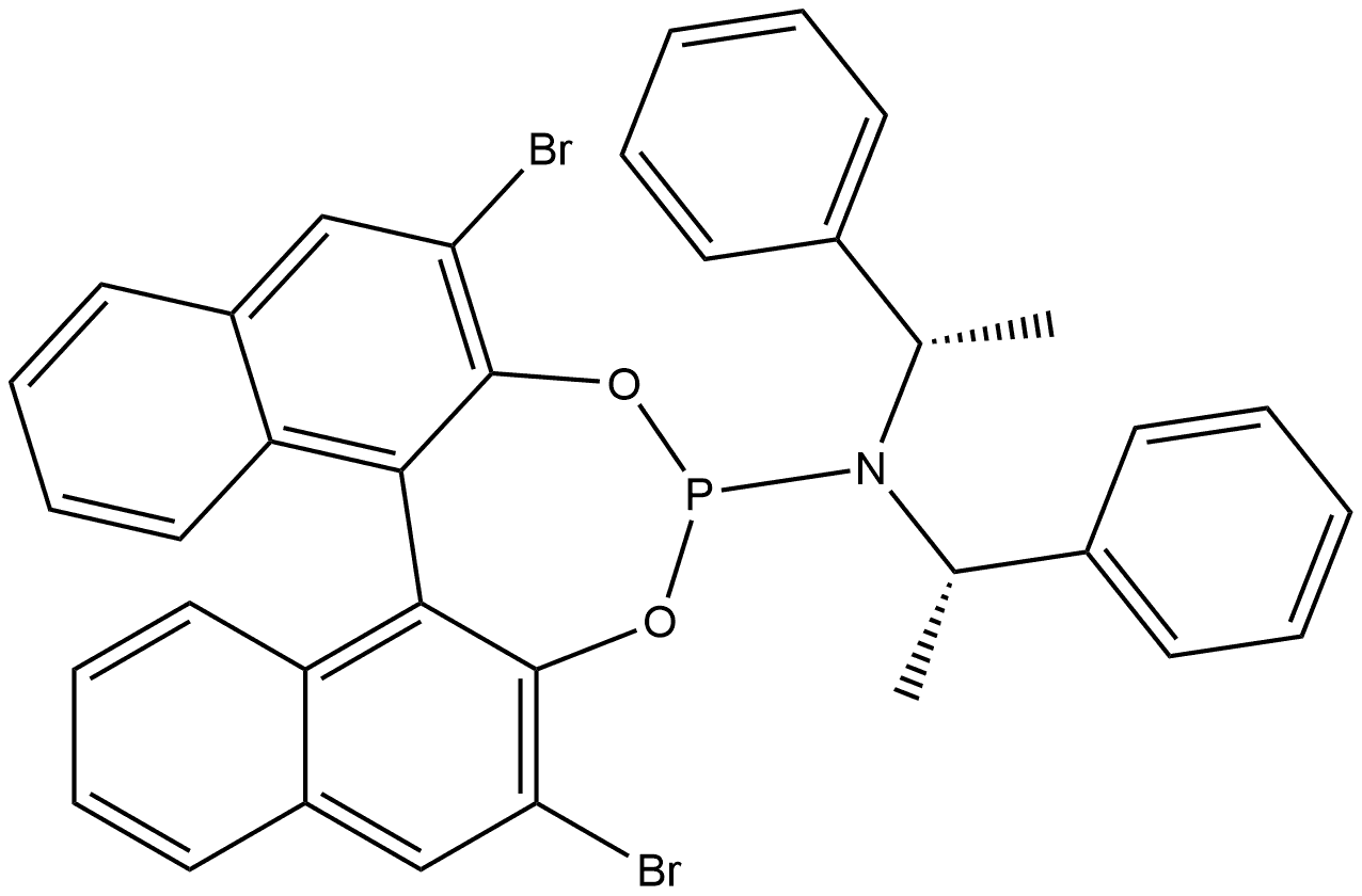 Dinaphtho[2,1-d:1',2'-f][1,3,2]dioxaphosphepin-4-amine, 2,6-dibromo-N,N-bis[(1S)-1-phenylethyl]-, (11bS)- Structural