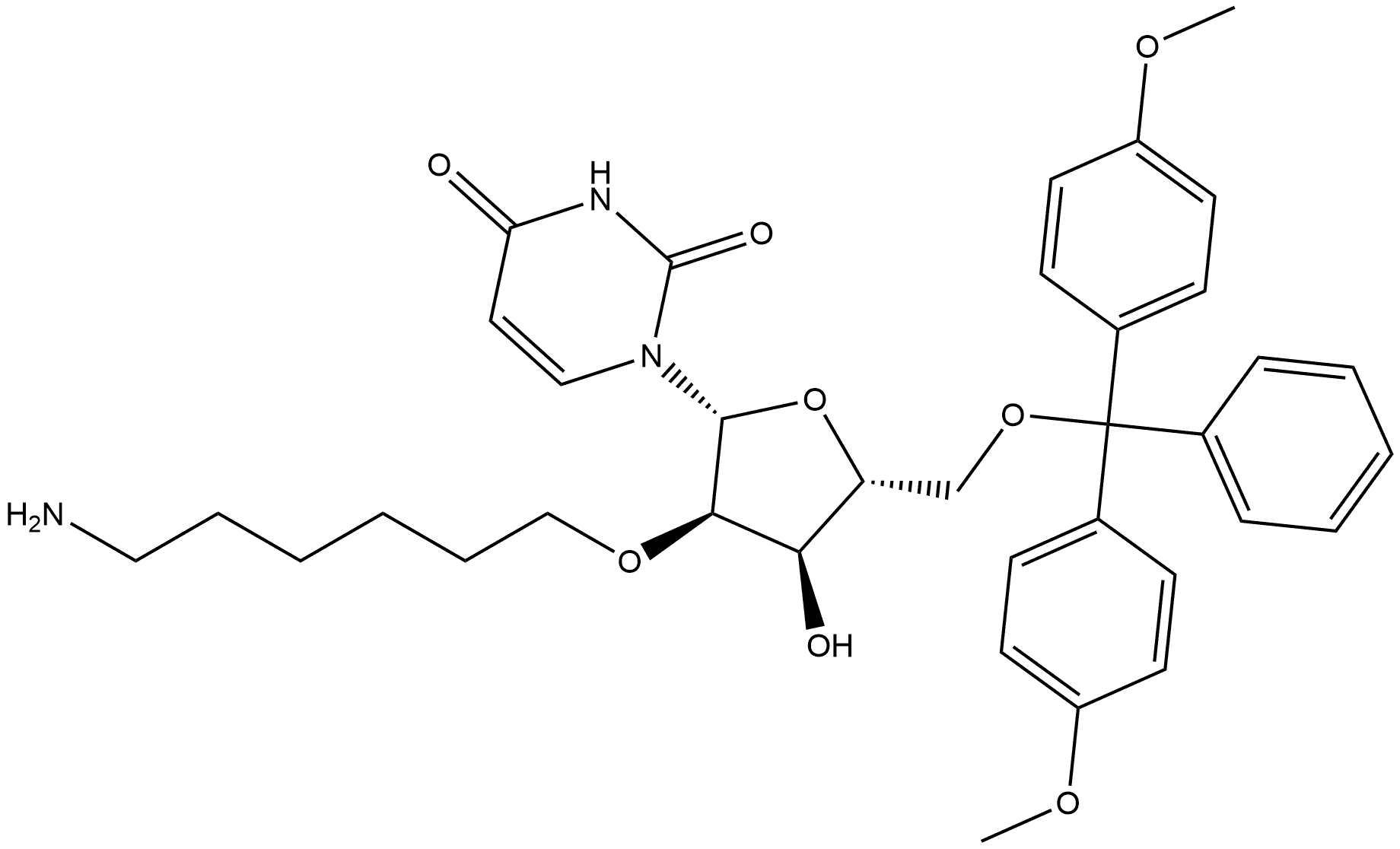 Uridine, 2'-O-(6-aminohexyl)-5'-O-[bis(4-methoxyphenyl)phenylmethyl]- Structural