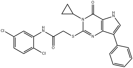2-[(3-Cyclopropyl-4,5-dihydro-4-oxo-7-phenyl-3H-pyrrolo[3,2-d]pyrimidin-2-yl)thio]-N-(2,5-dichlorophenyl)acetamide Structural