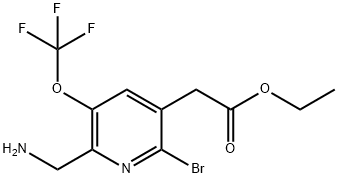 Ethyl 2-(aminomethyl)-6-bromo-3-(trifluoromethoxy)pyridine-5-acetate Structural