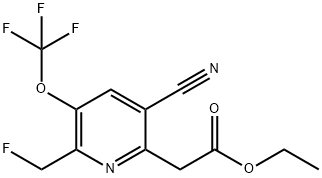 Ethyl 5-cyano-2-(fluoromethyl)-3-(trifluoromethoxy)pyridine-6-acetate Structural